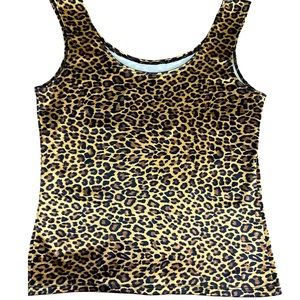 VINTAGE Stretchy Bodycon Fitted Leopard Print Tank Top Juniors Size Medium